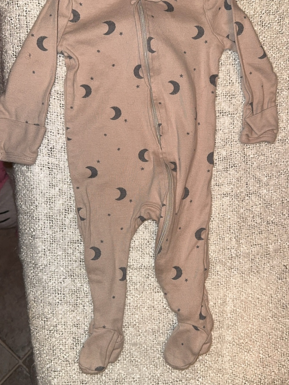 cloud island Taupe Moon & Star Footed One-Piece